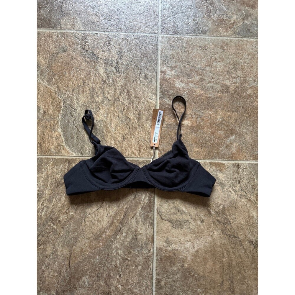 Skims Cotton Jersey Underwire Bra Soot Size 34A